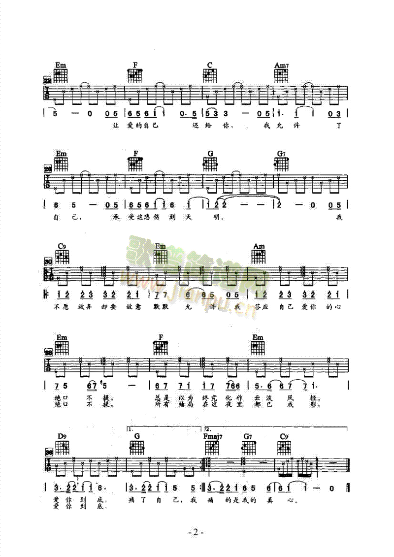 决口不提爱你 吉他类 流行2