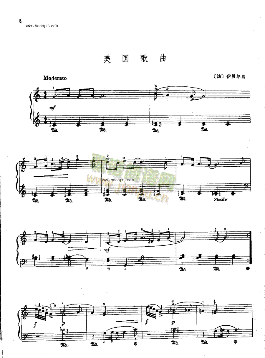 美国歌曲 键盘类 钢琴1
