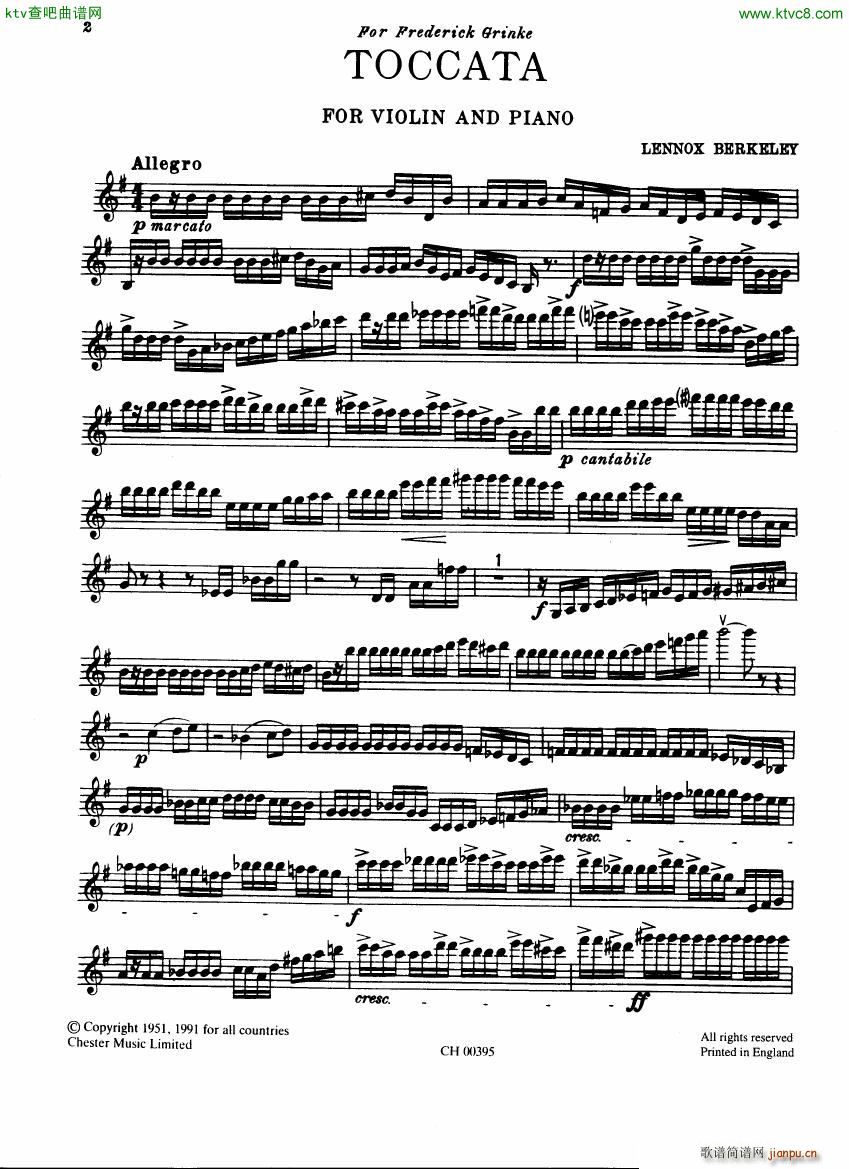 Berkeley Elegy and Toccata Violin and Piano13