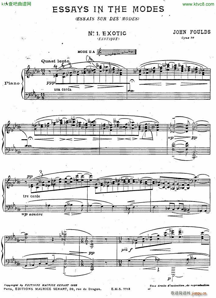 Foulds essays in the modes op 78 nos 1 61