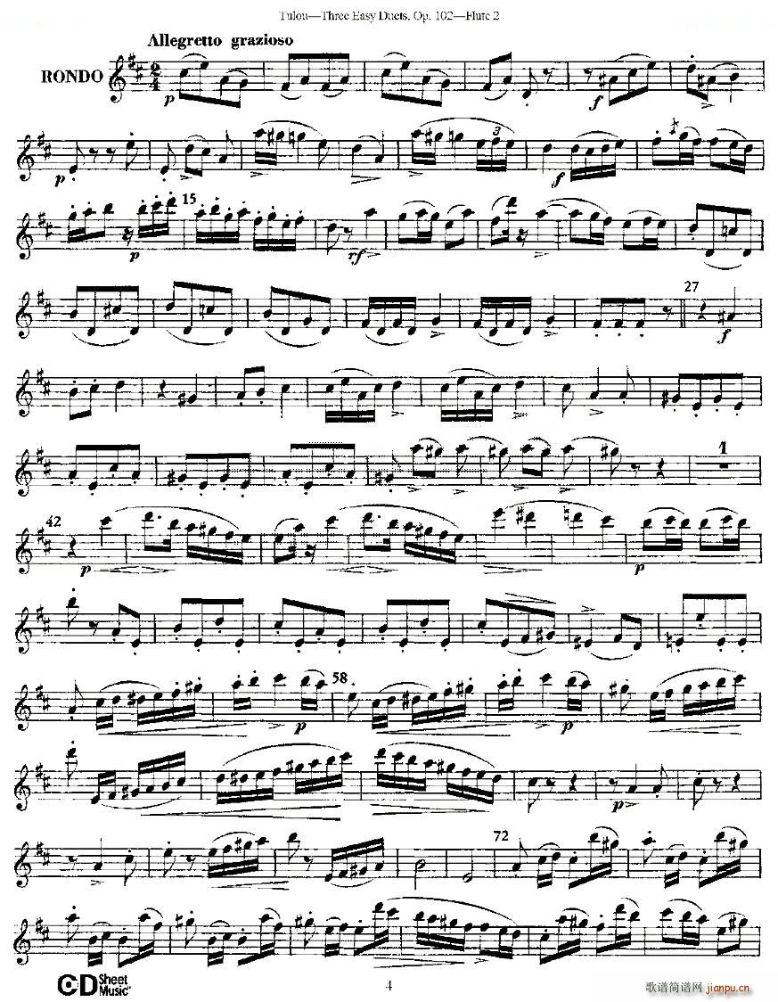 Three Easy Duets Op 102 之第二长笛（三首简易重奏曲作品102号） 铜管4