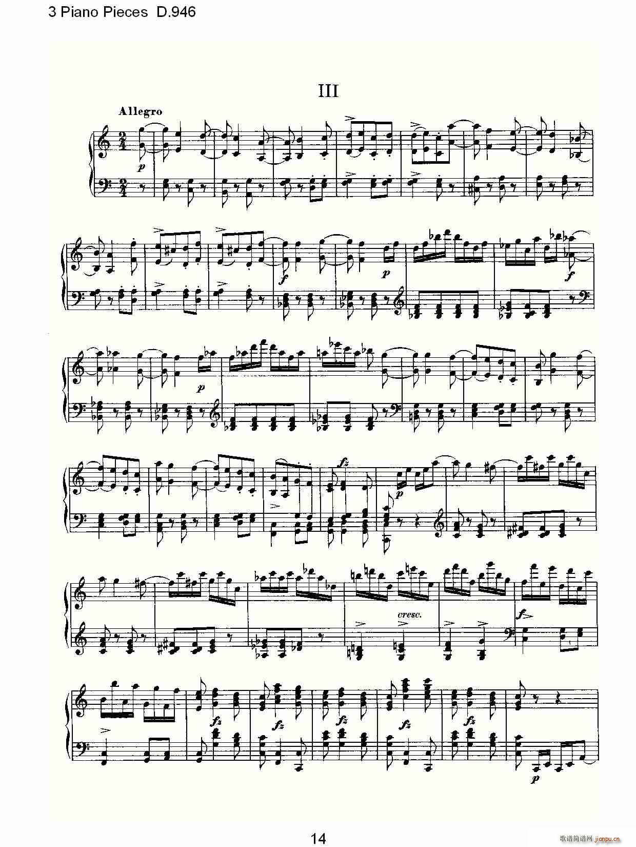 3 Piano Pieces D.946（钢琴三联奏D.946）14