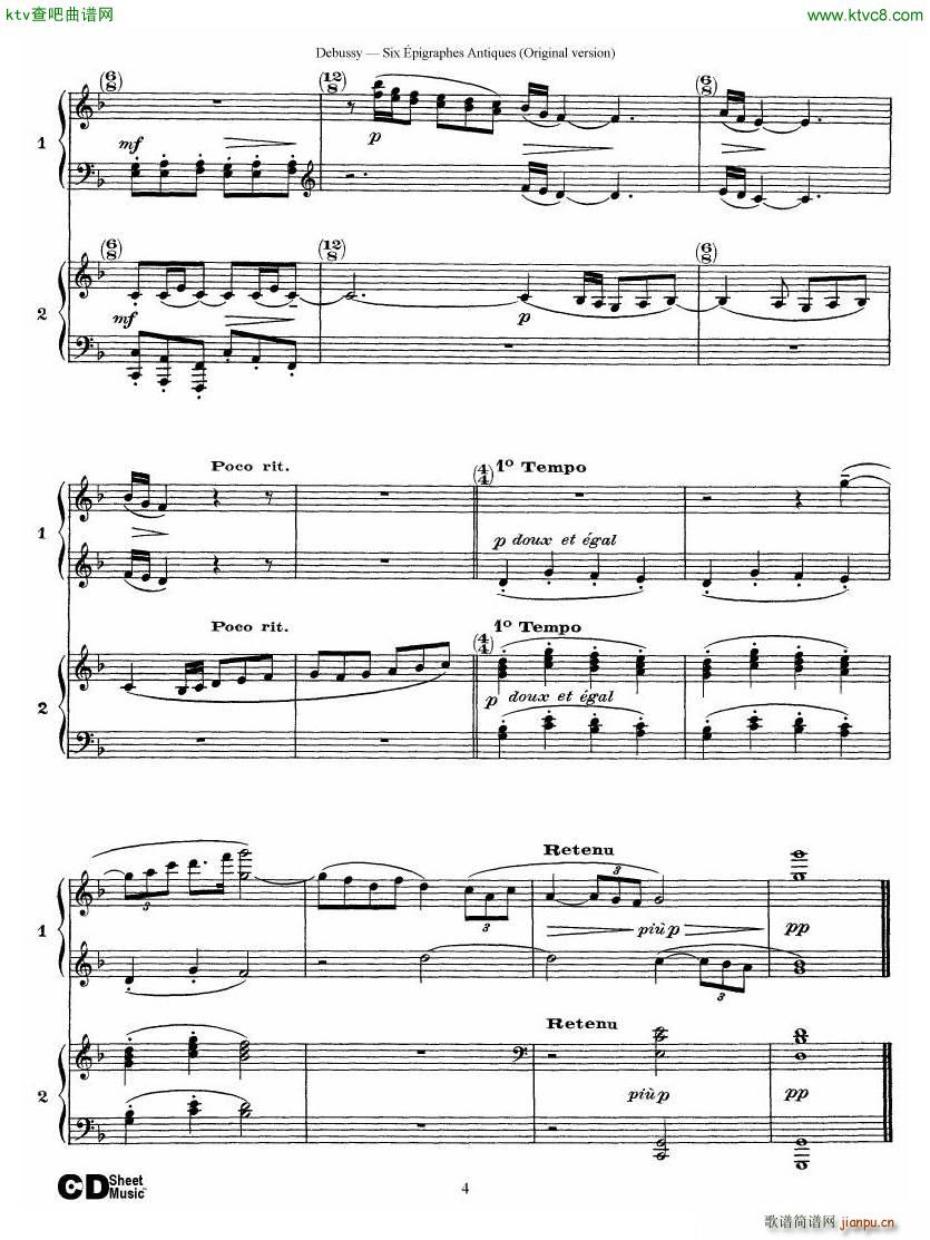 Debussy Six épigraphes Antiques 2 Piano s4