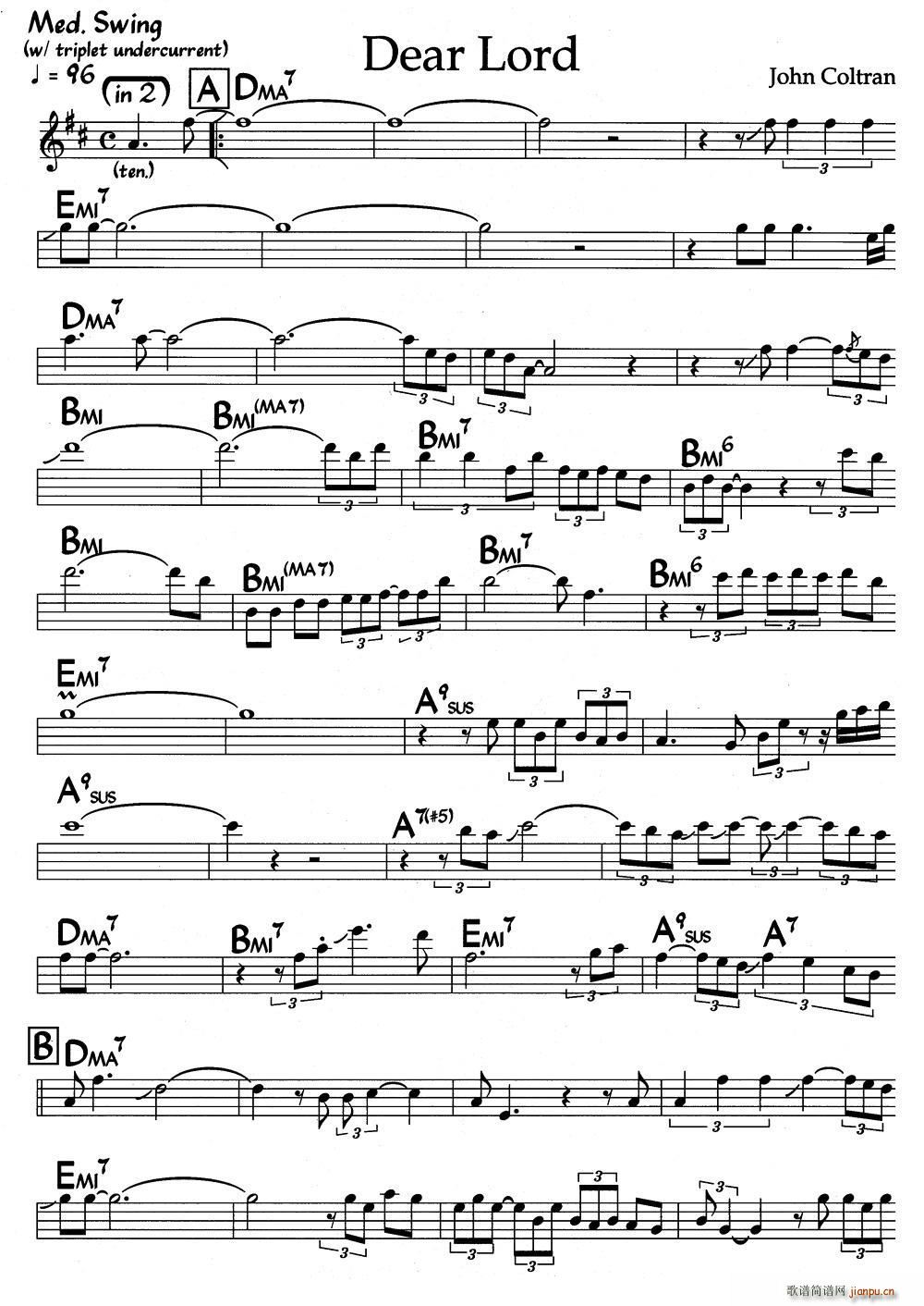 Dear Lord(爵士钢琴曲)1