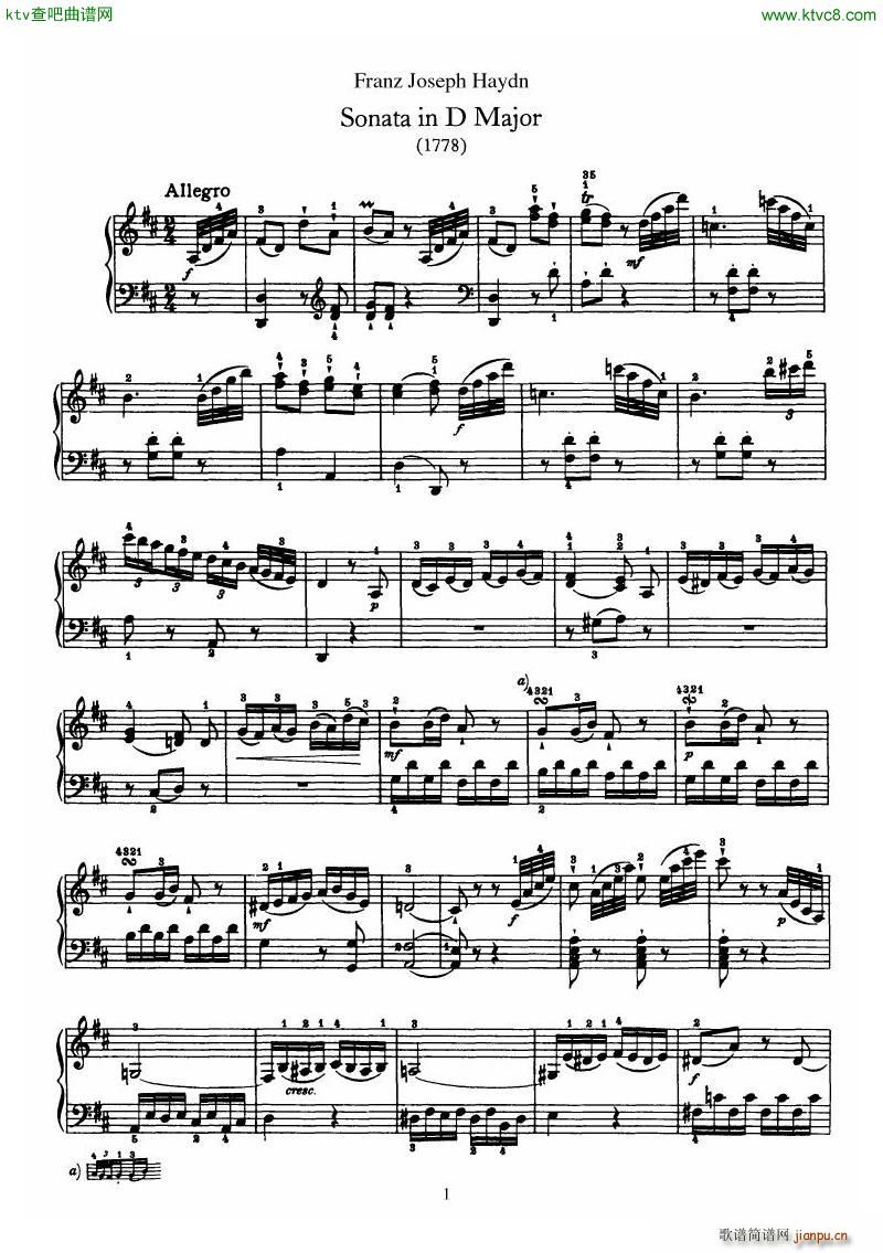 Haydn Piano Sonata No 33 In D1