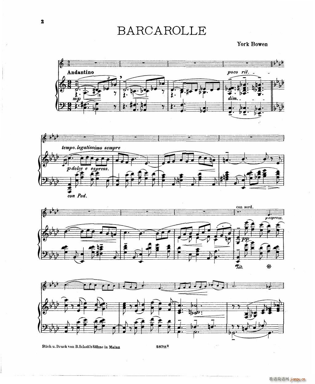 Bowen Barcarolle for violin and piano4