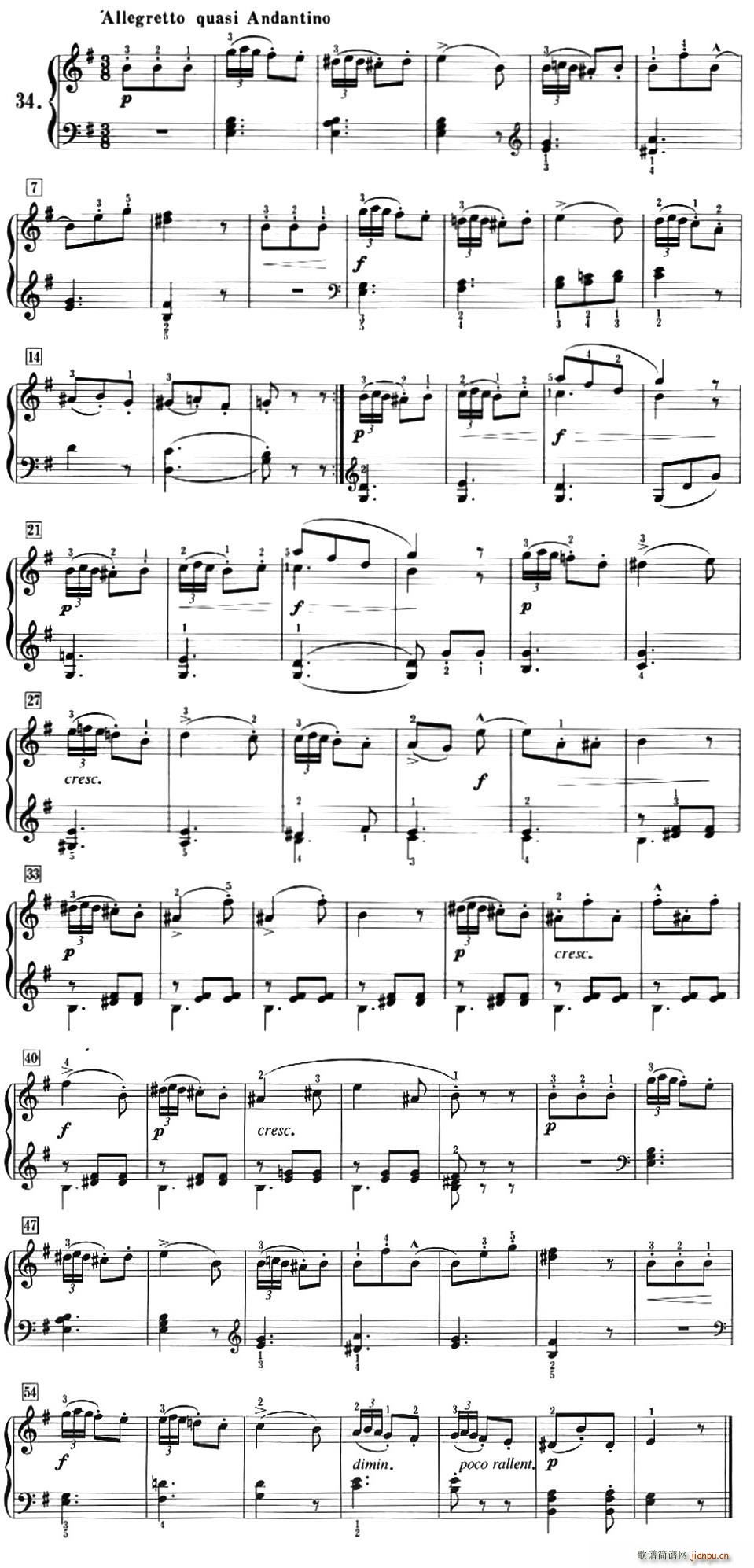 50首莱蒙钢琴练习曲 作品37(NO 34)1