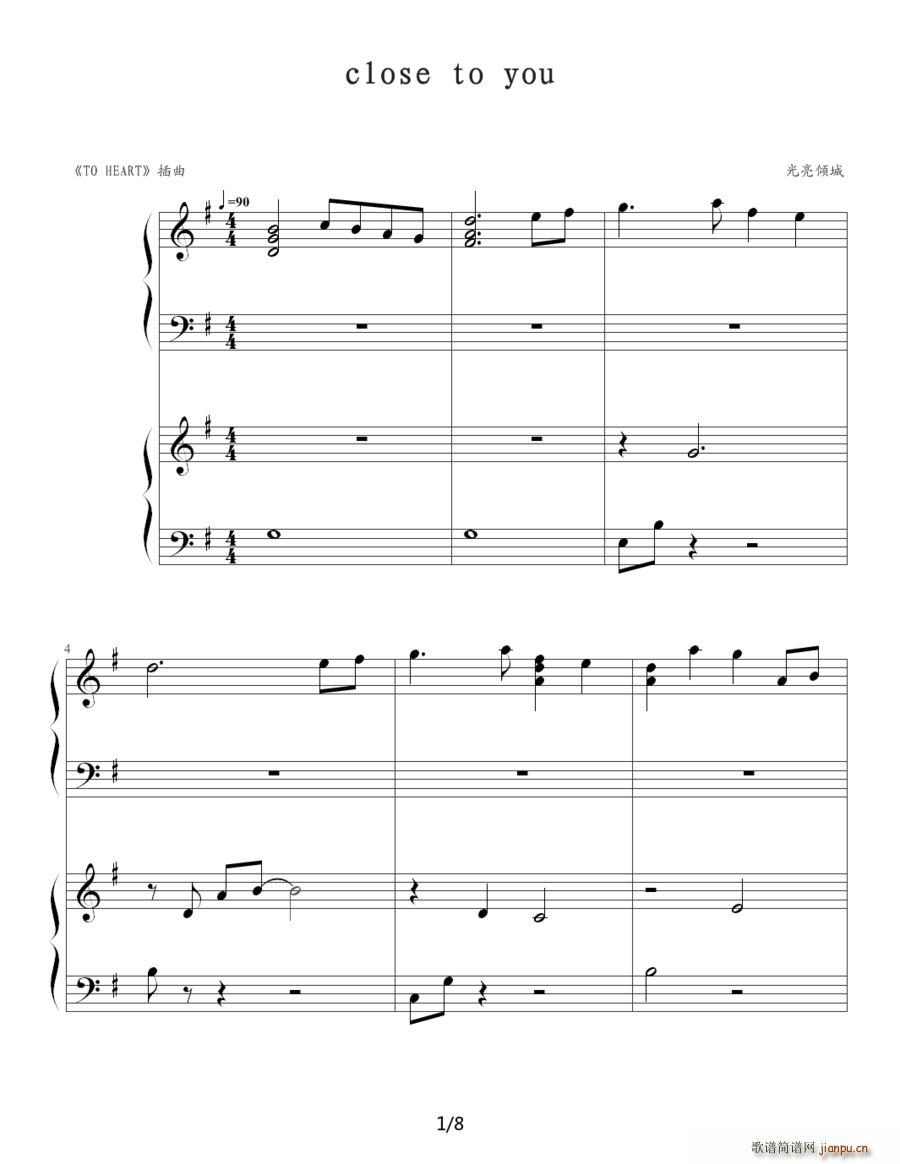 close to you（靠近你）（《悠长假期》插曲）（双钢琴）1