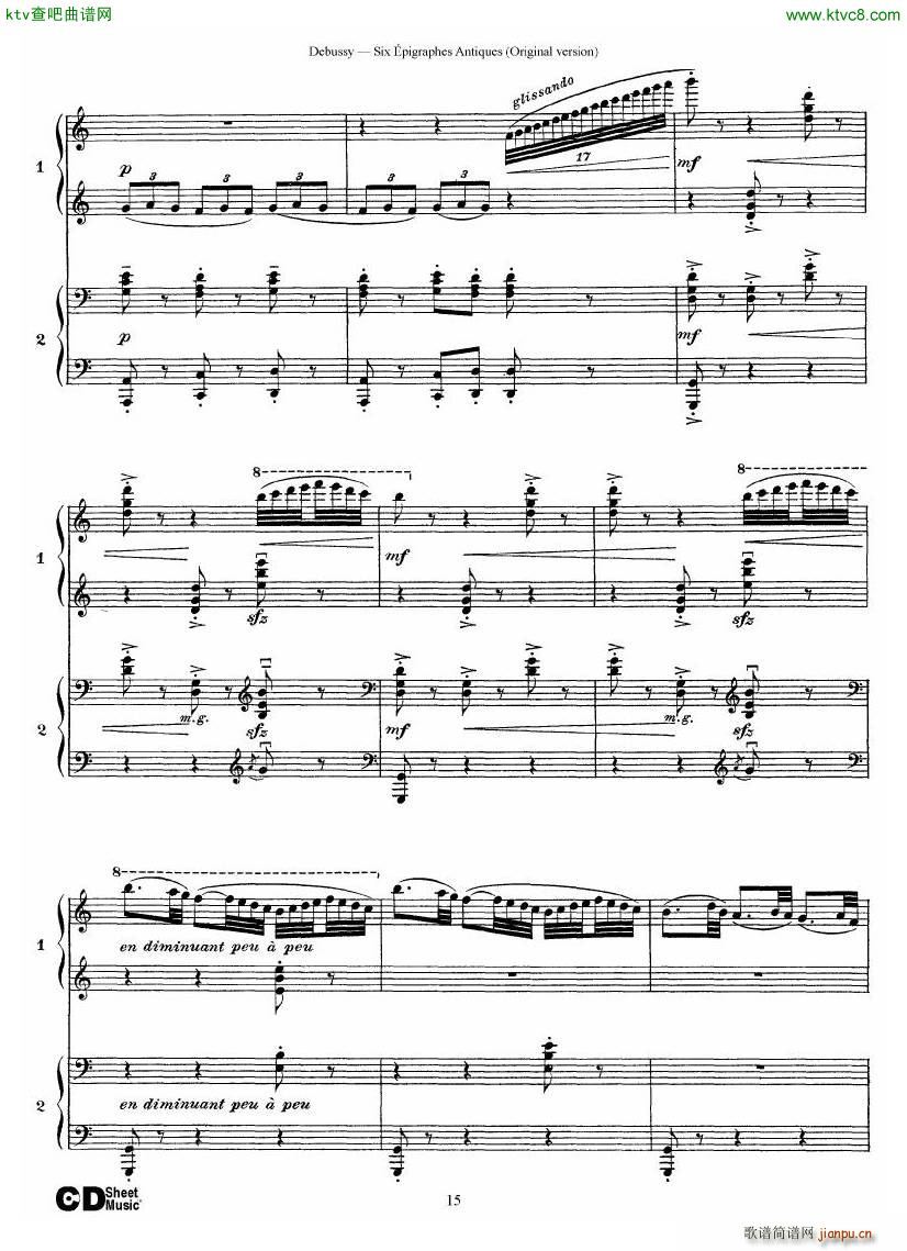Debussy Six épigraphes Antiques 2 Piano s15
