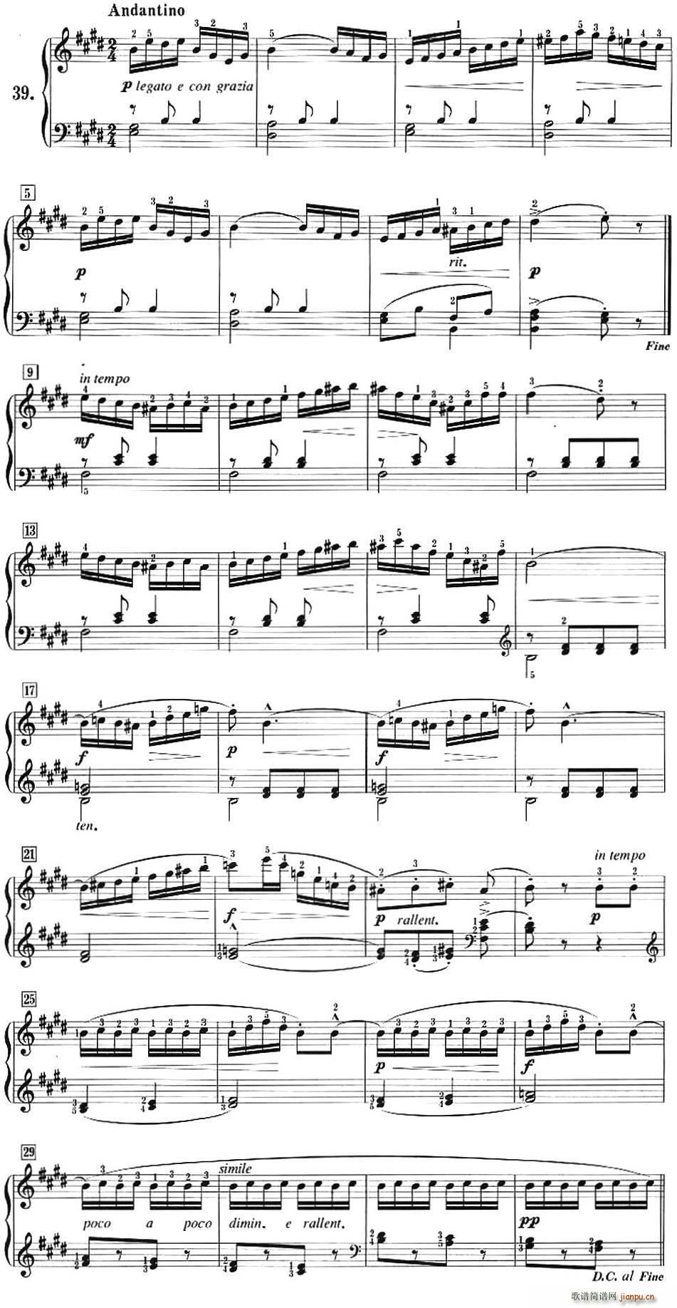 50首莱蒙钢琴练习曲 作品37NO 391