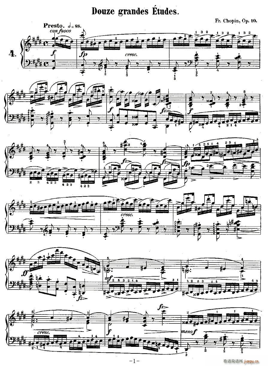 肖邦钢琴练习曲，Op.10之四1