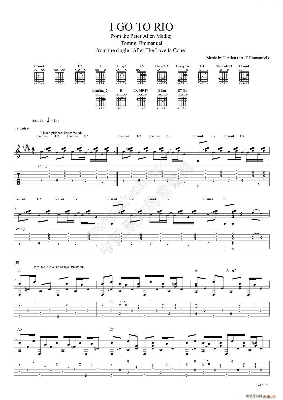tommy emmanuel i go to rio（指弹吉他）1