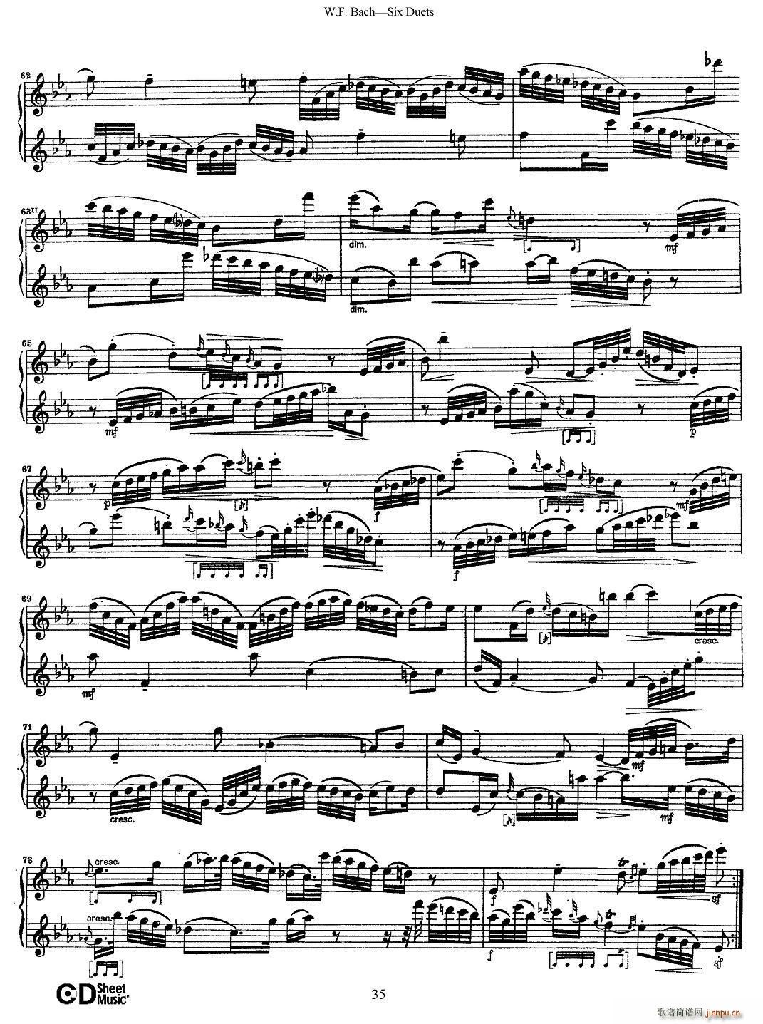 W F 巴赫―六首二重奏练习曲（5）6