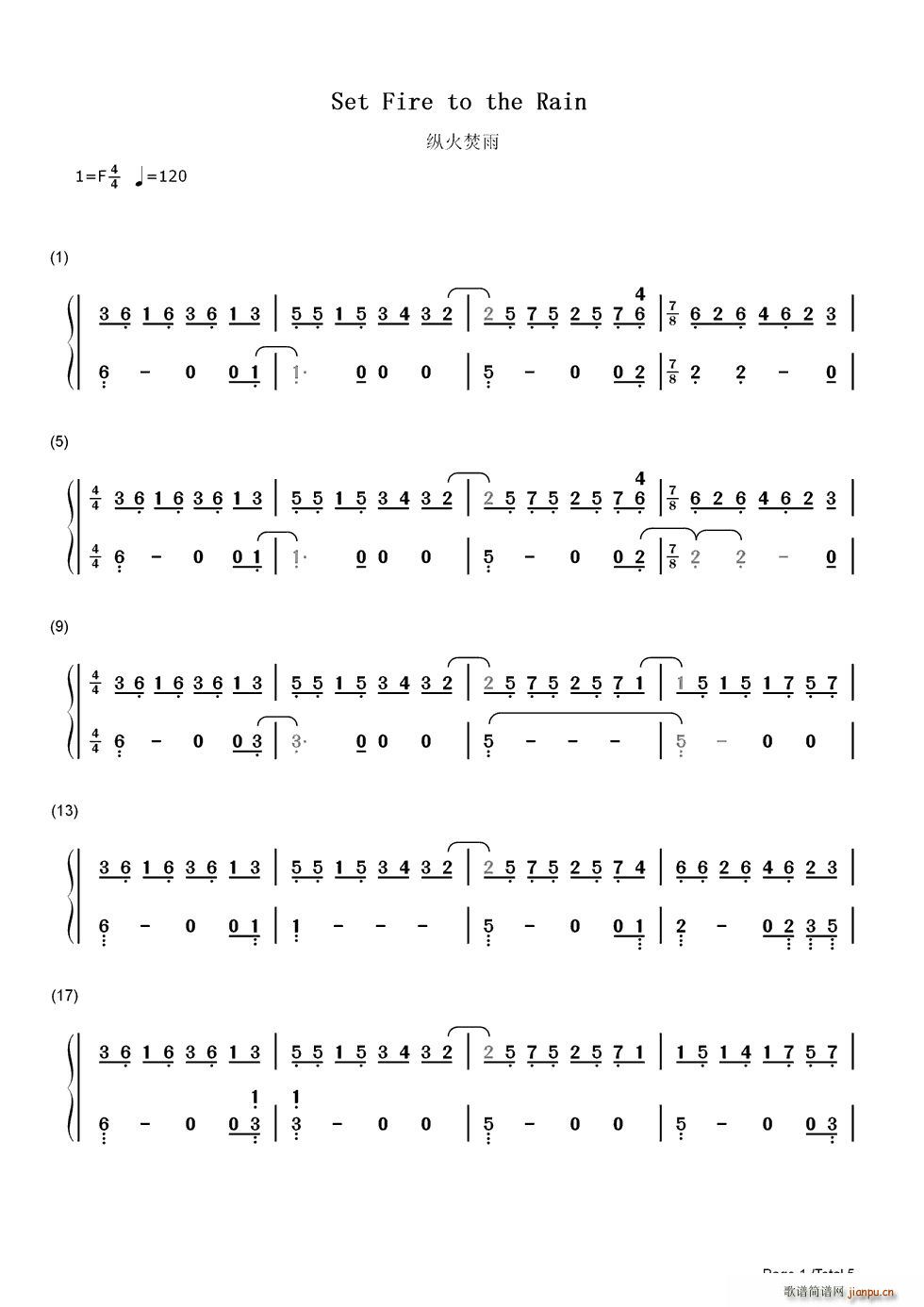 纵火焚雨（Set Fire to the Rain）（双手）_Adele1