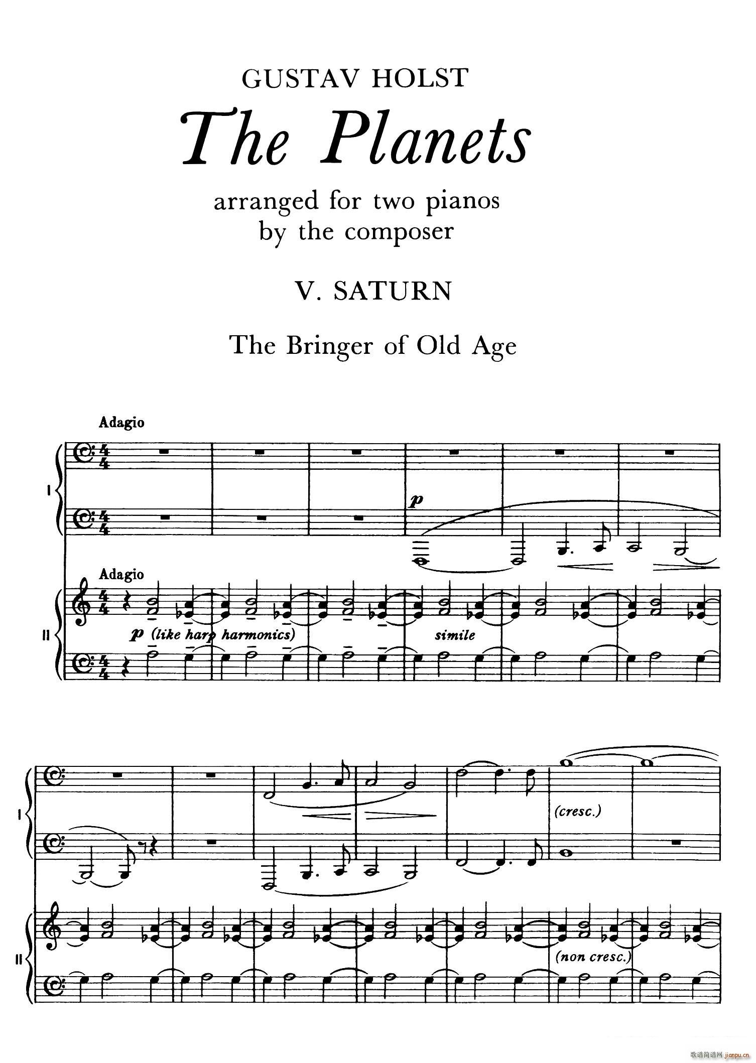 The Planets Op 32(双钢琴)(行星 第五乐章 土星―老年使者)1