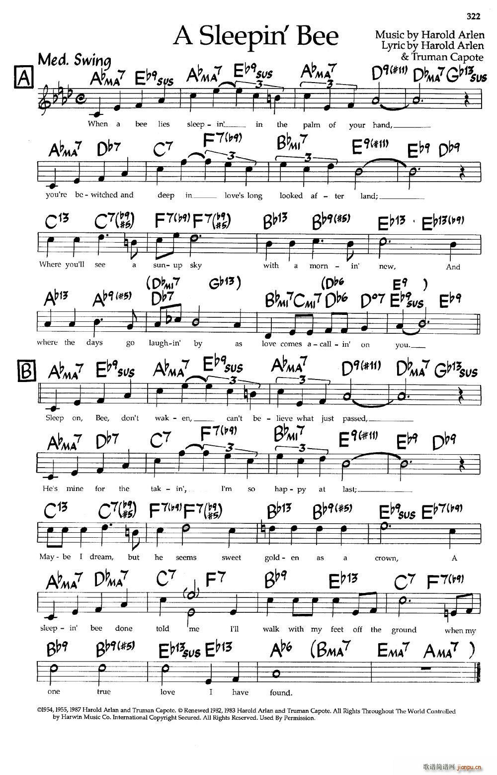 A Sleepin Bee(爵士钢琴曲)1