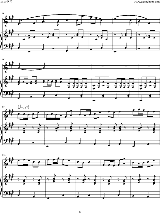 牧民新歌（钢琴+长笛）-钢琴谱(钢琴曲)-简广易6