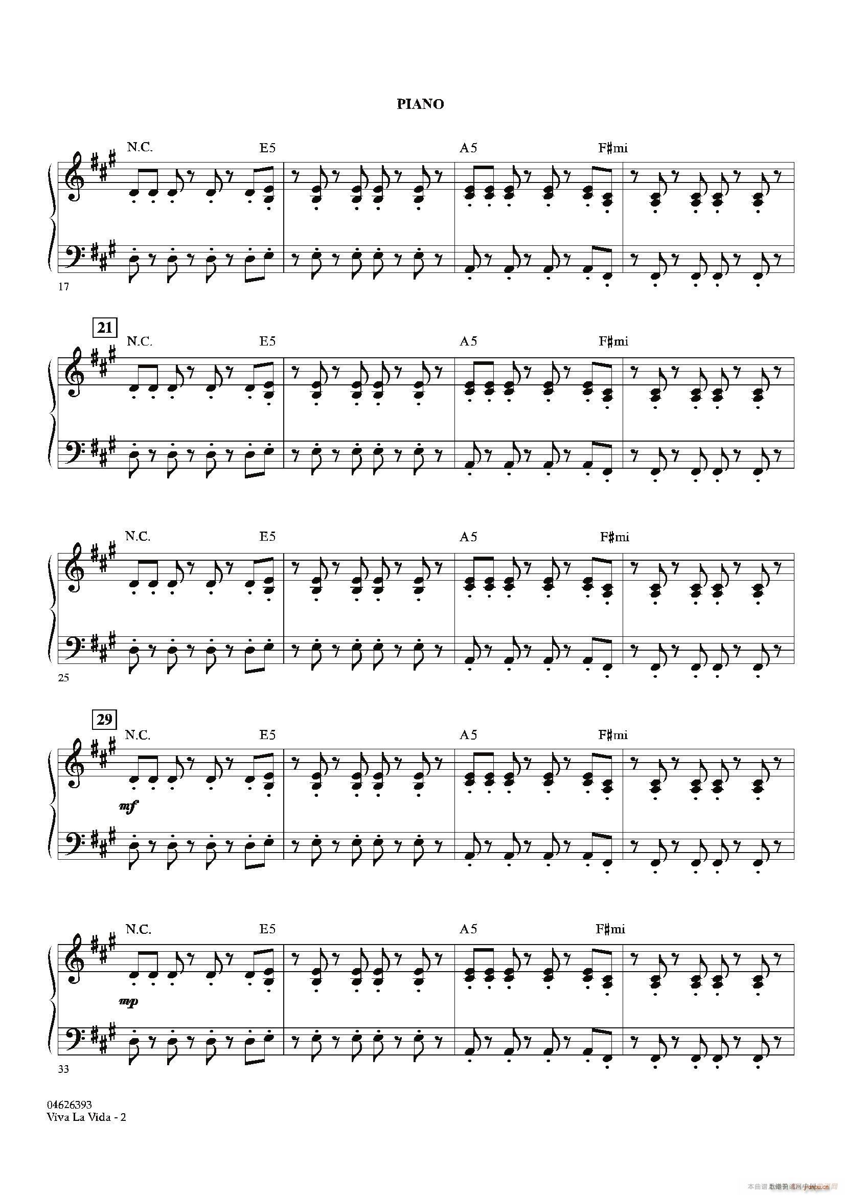 VIVA LA VIDA（钢琴分谱）2