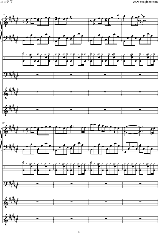 虽然歌曲是无形的 蕾诺改编-钢琴谱(钢琴曲)-初音未来13
