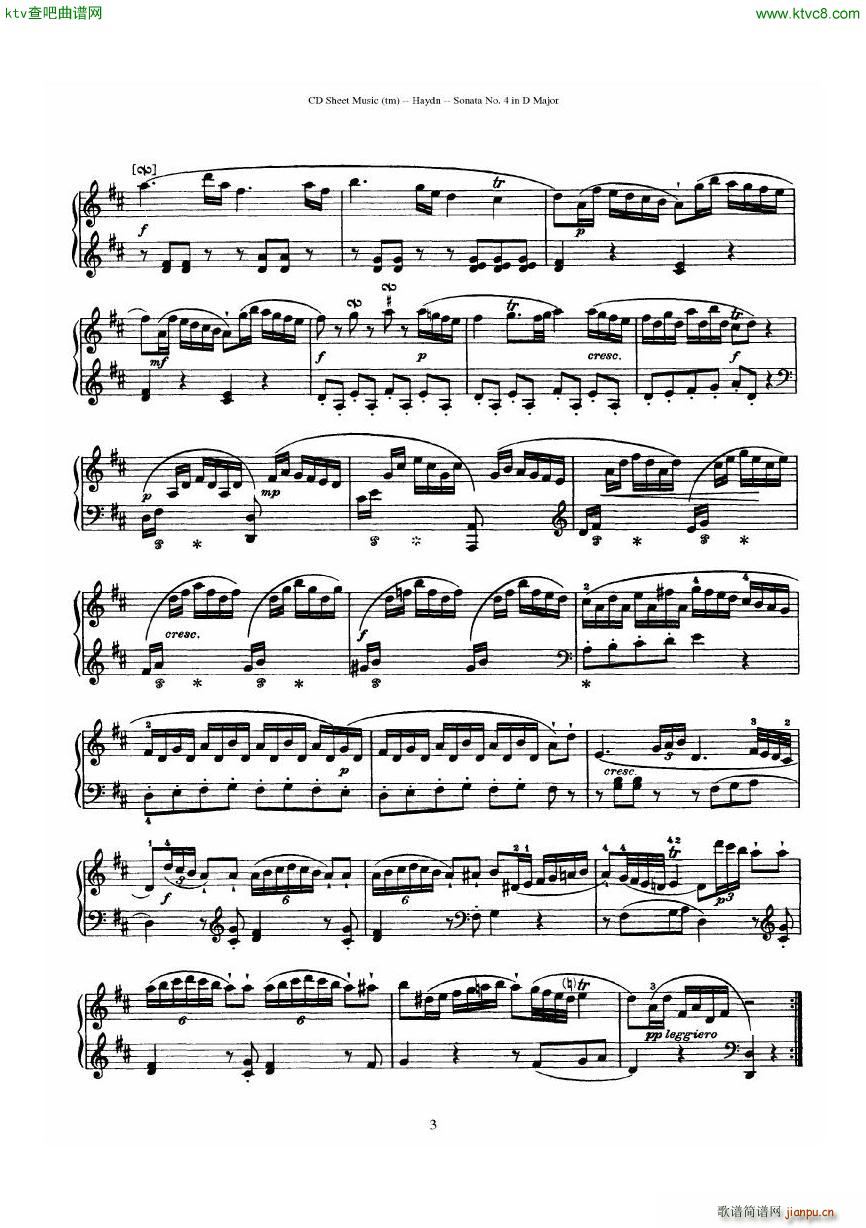 Haydn Joseph Sonata no 4 in D Major3