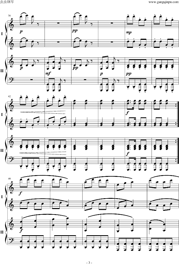 金蛇狂舞 两架钢琴-钢琴谱(钢琴曲)-聂耳3