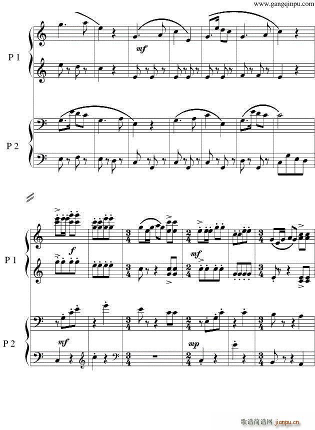 黄河狂想曲（四手联弹） 五线谱―_piano2ez5