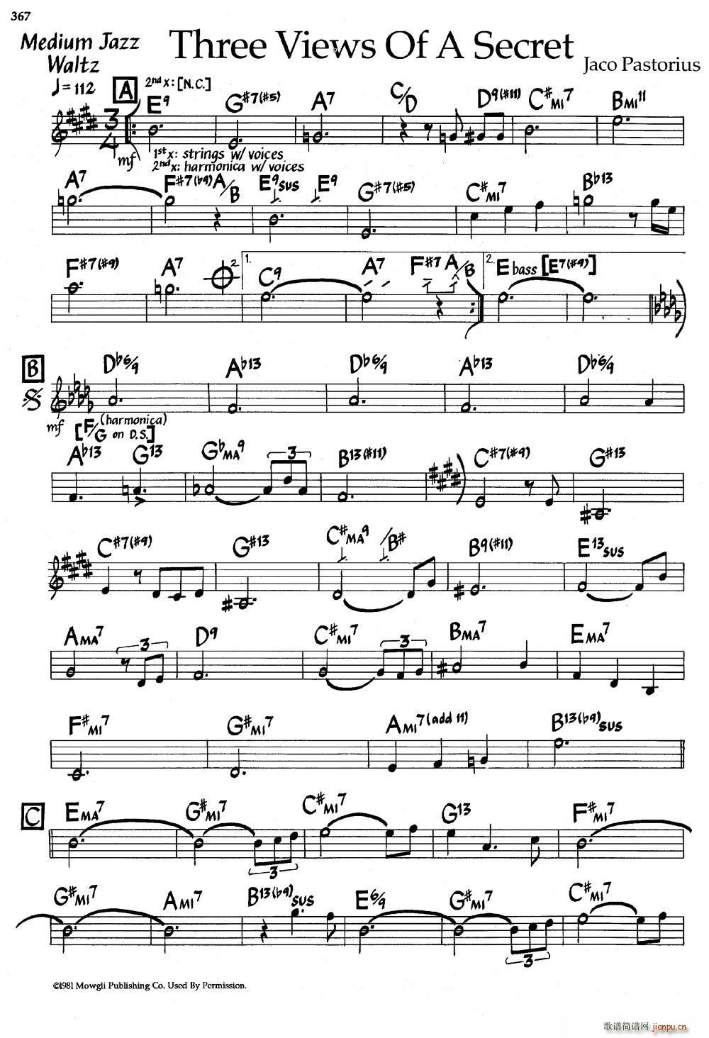 Three Views Of A Secret(爵士钢琴曲)1