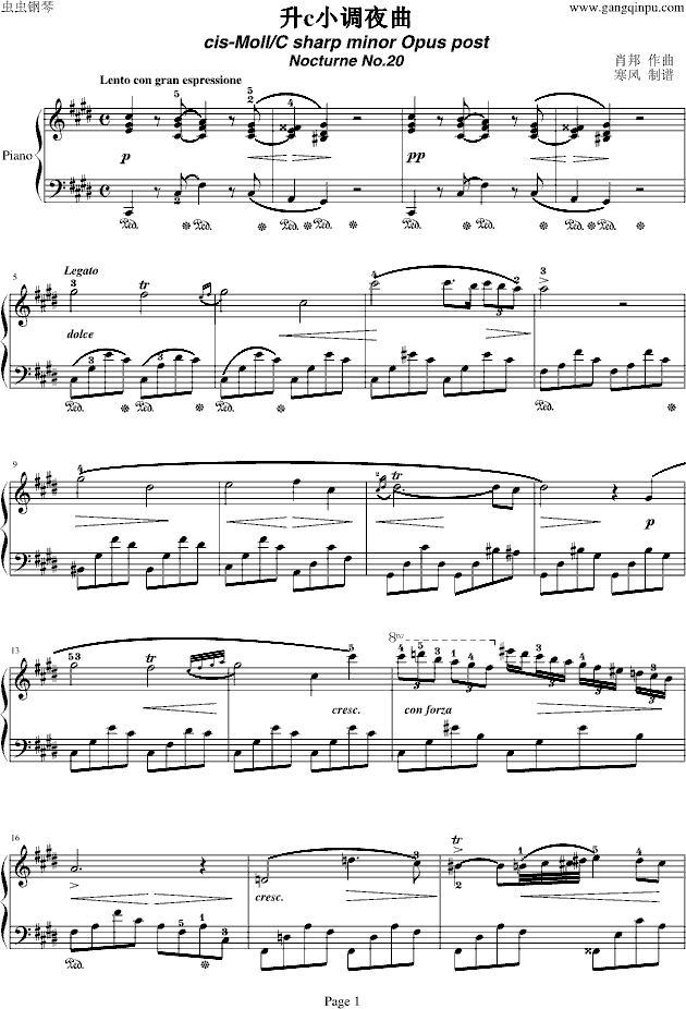 肖邦-升c小调夜曲-钢琴谱(钢琴曲)-肖邦-chopin1