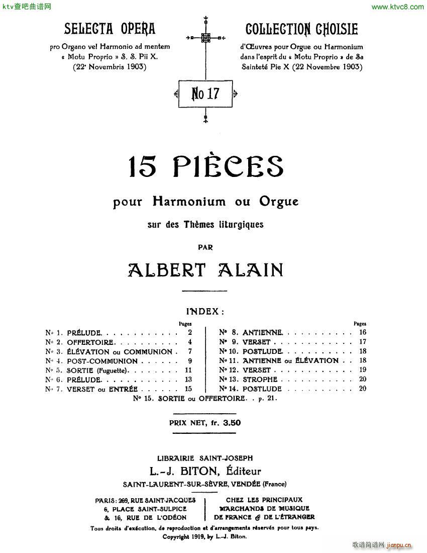 Alain Albert 15 Pieces organ1