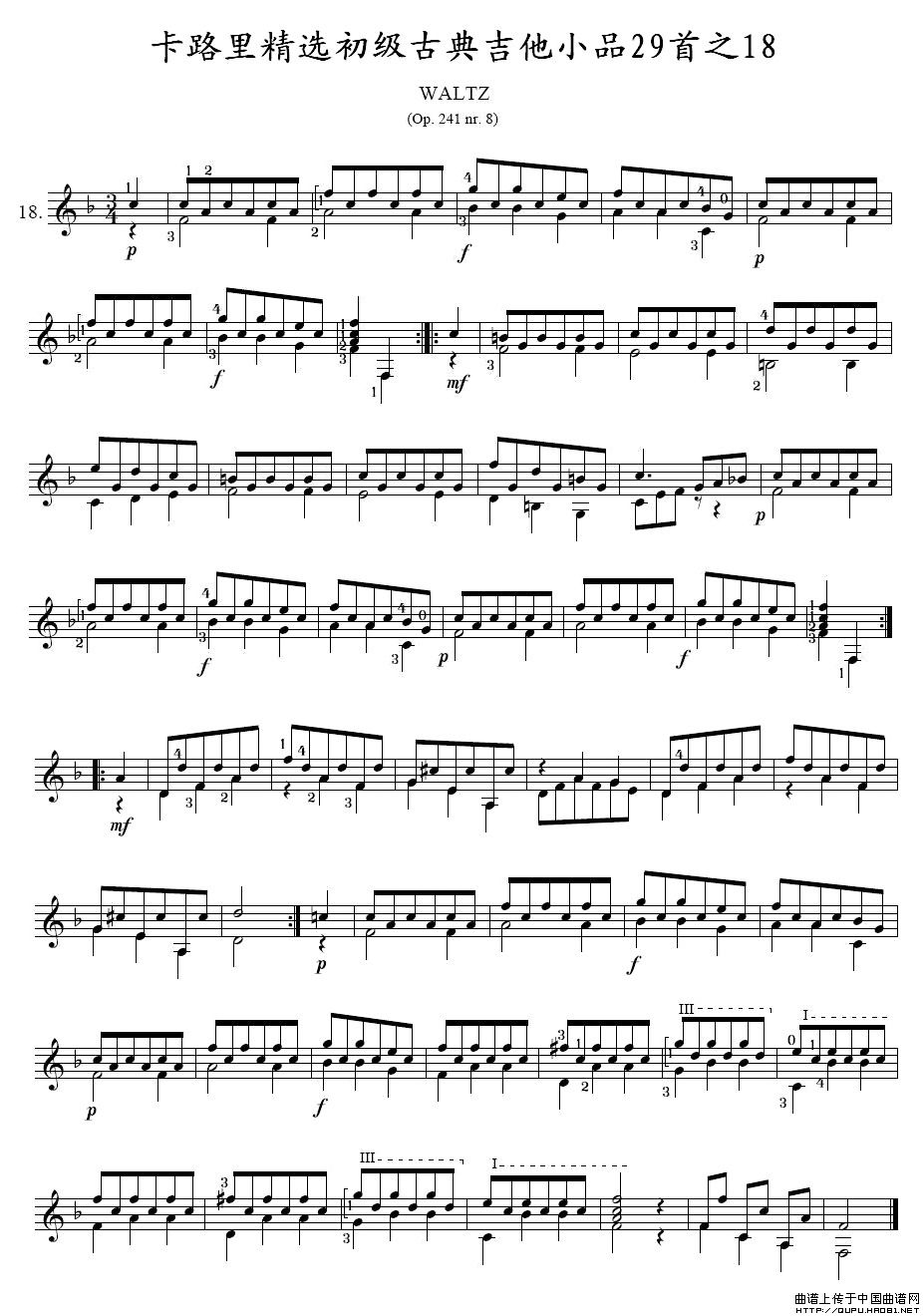 卡路里精选初级古典吉他小品29首之181