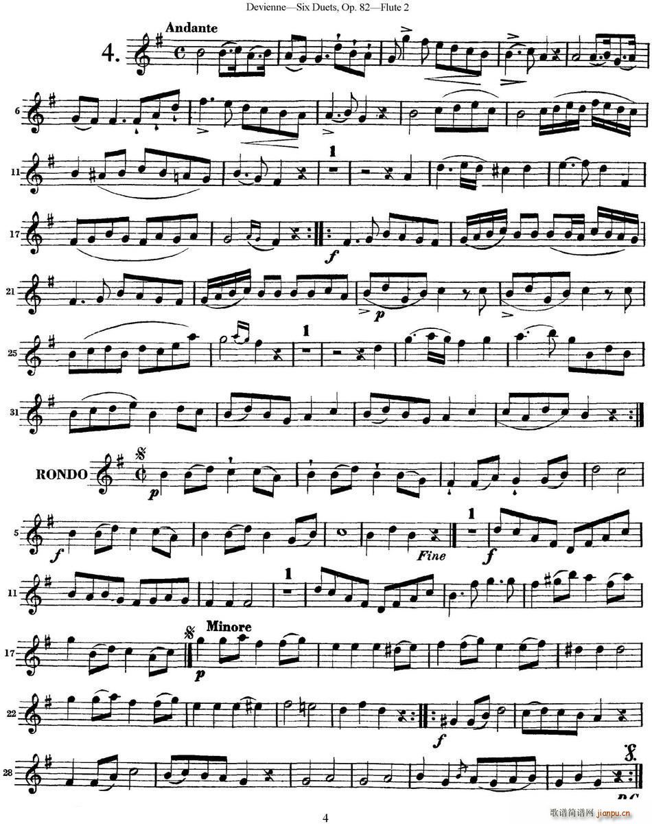 德维埃纳六个长笛二重奏小段Op 82――Flute 2(NO 4)1