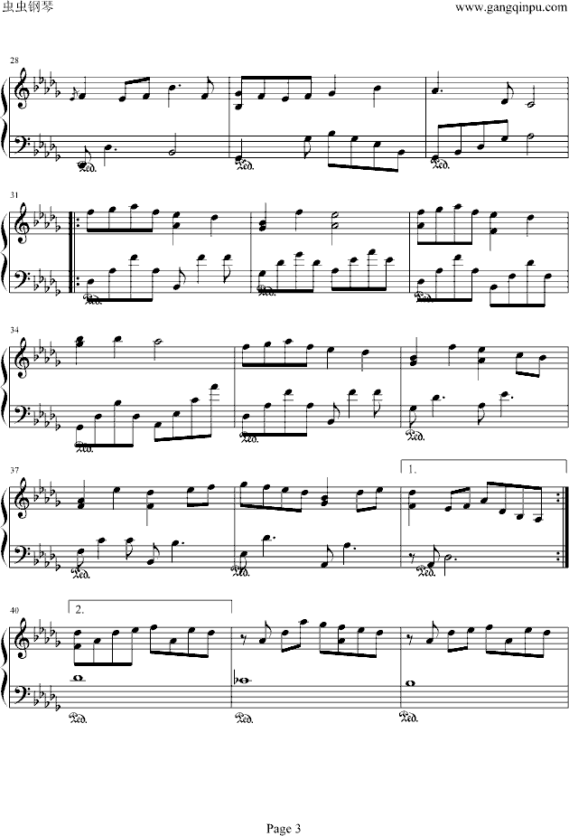 雪之梦（较好版）-钢琴谱(钢琴曲)-班得瑞-Bandari3