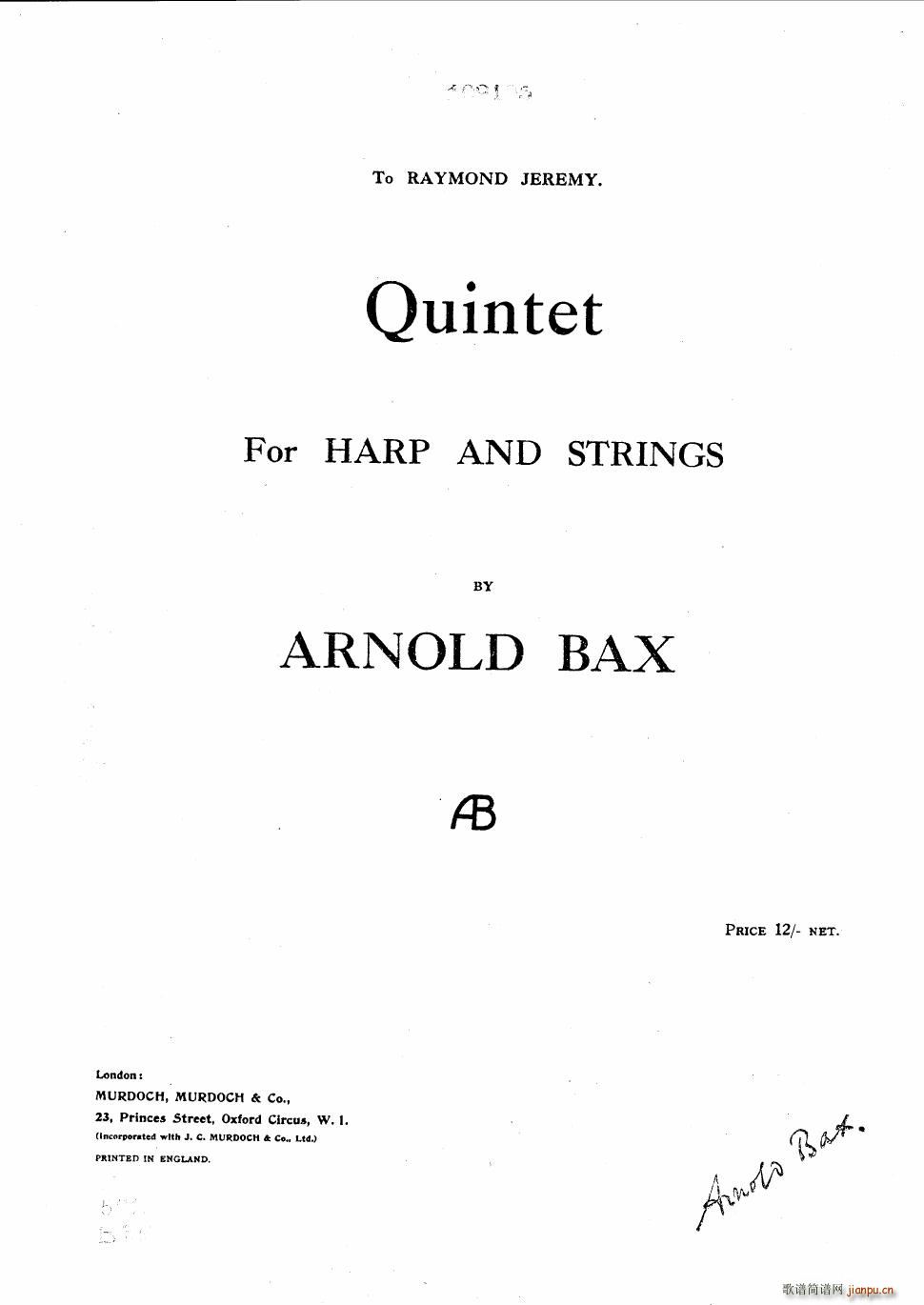 Bax Quintet for Harp and Strings1