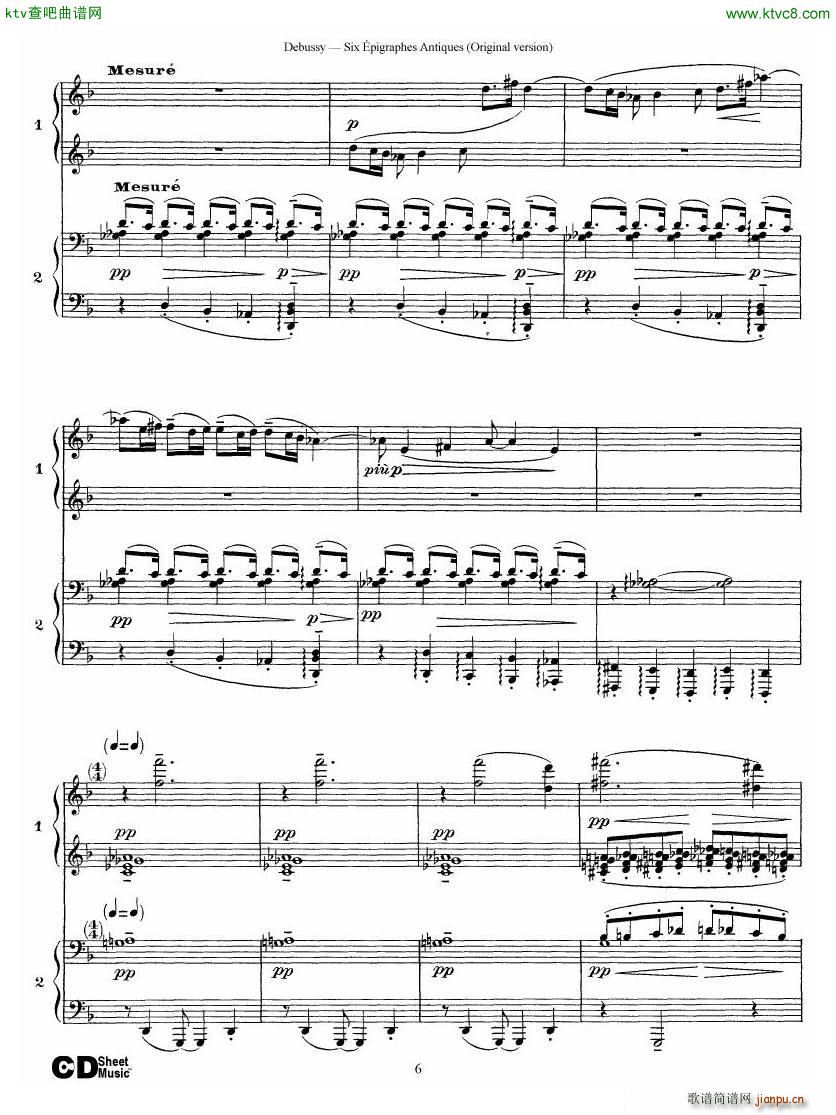 Debussy Six épigraphes Antiques 2 Piano s6