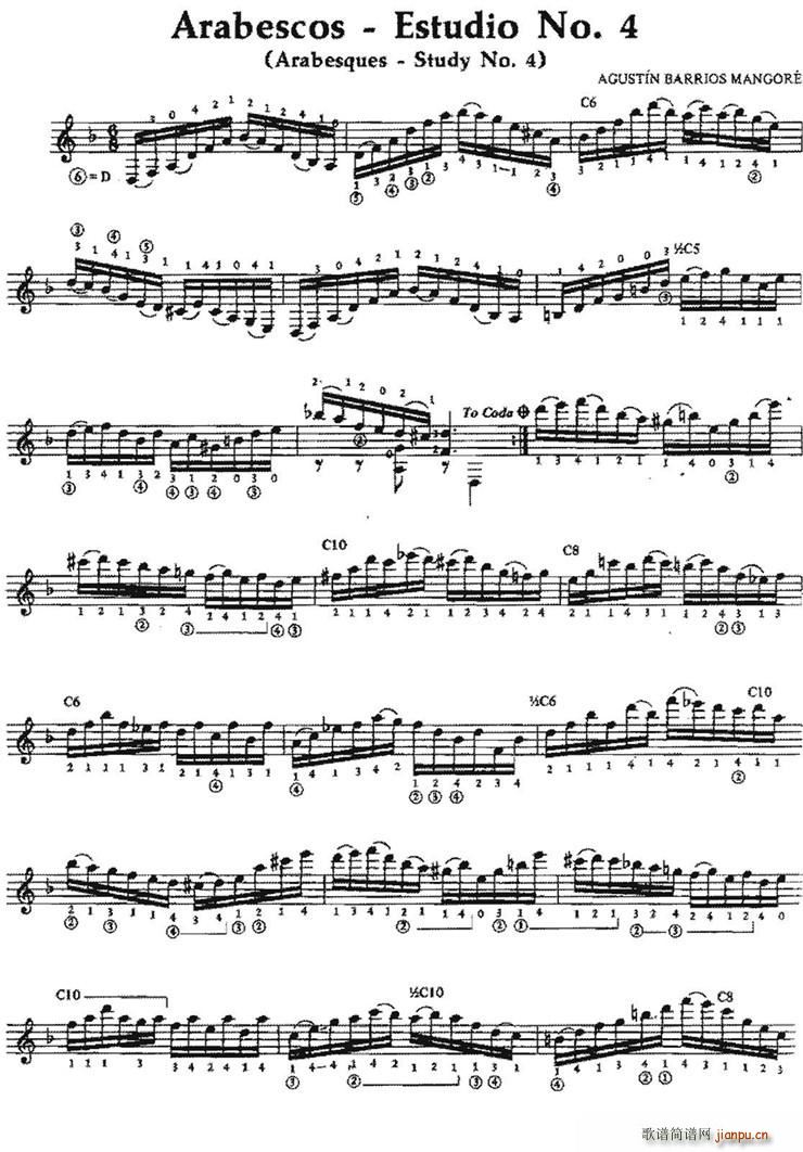 Arabescos-Estudio No 4(古典吉他)1