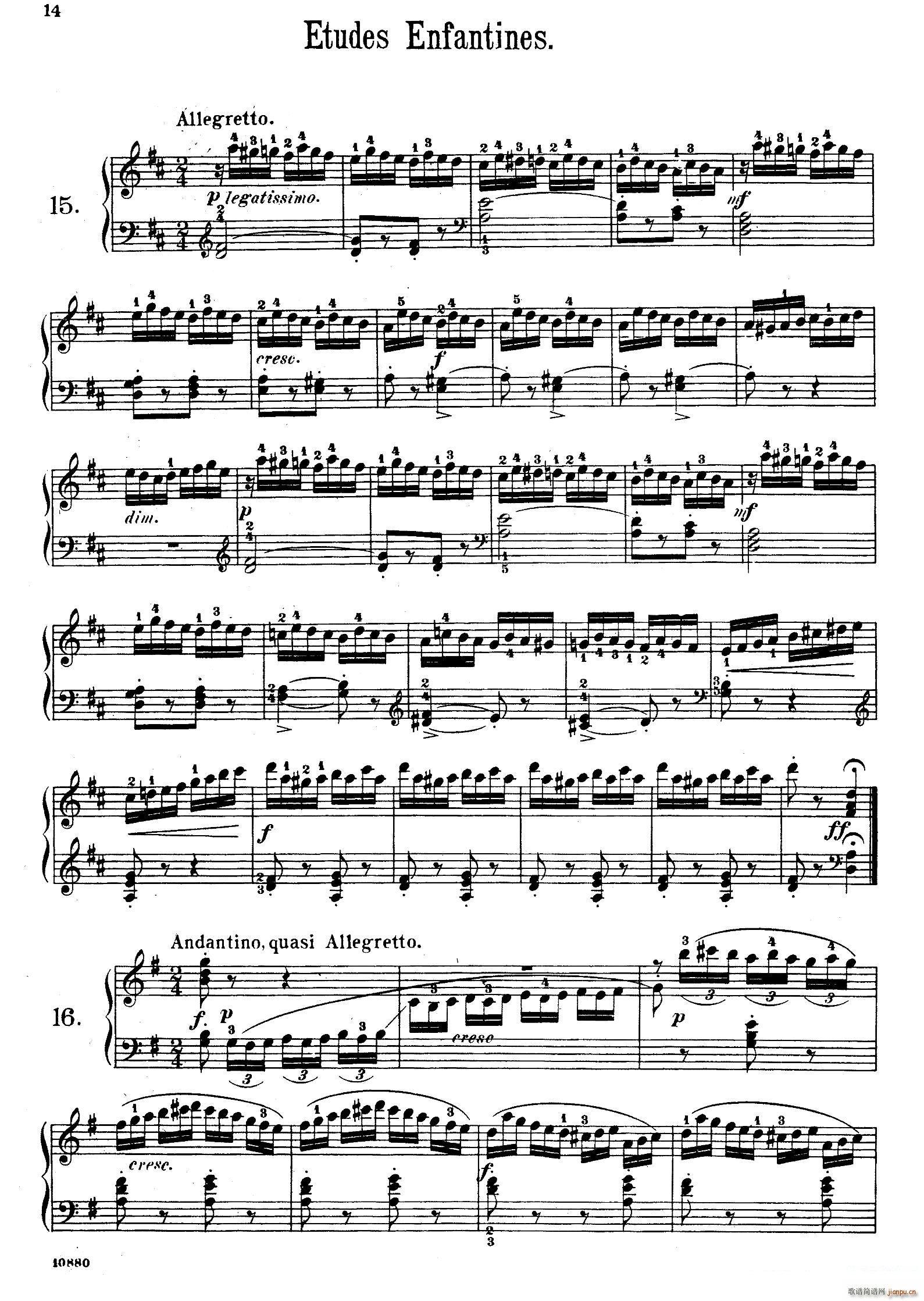 Etudes Enfantines Op 37（儿童钢琴练习曲 第15――20首）1