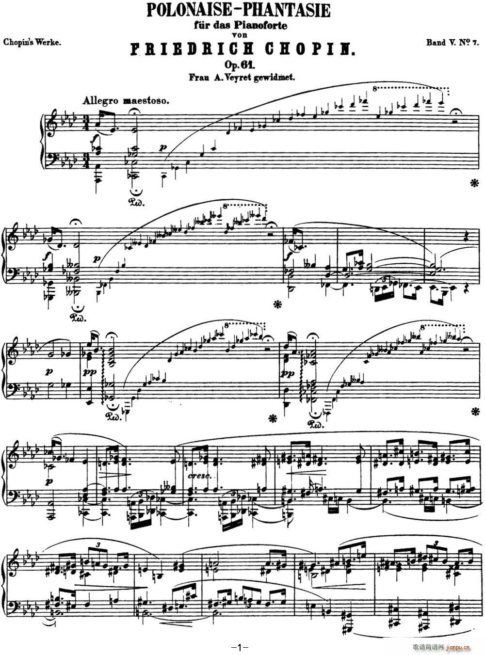 肖邦 幻想波兰舞曲 Op 61 降A大调 Polonaise1