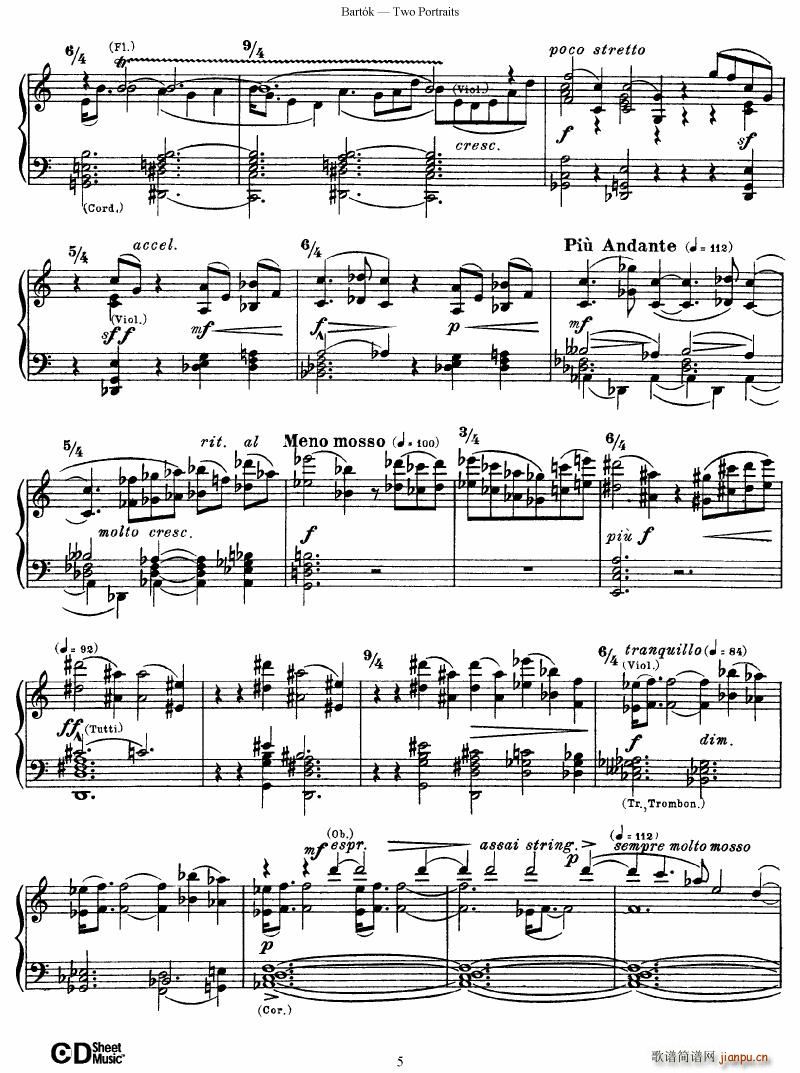 Bartok SZ 37 Two Portraits op 55