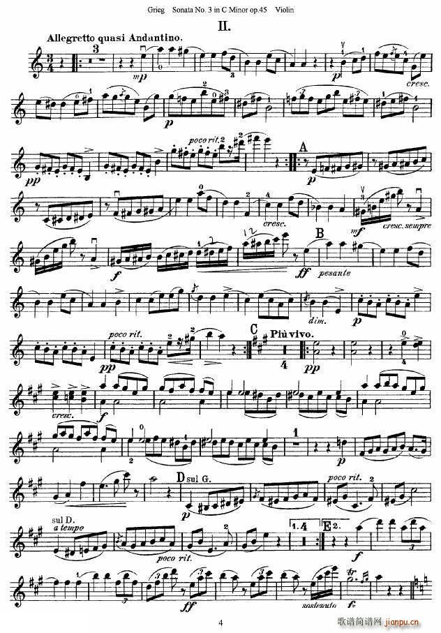 格里格F大调第一小提琴奏鸣曲，op.34
