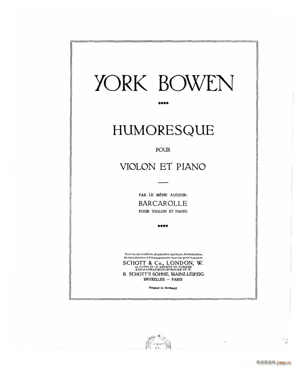 Bowen Humoresque for violin and piano17