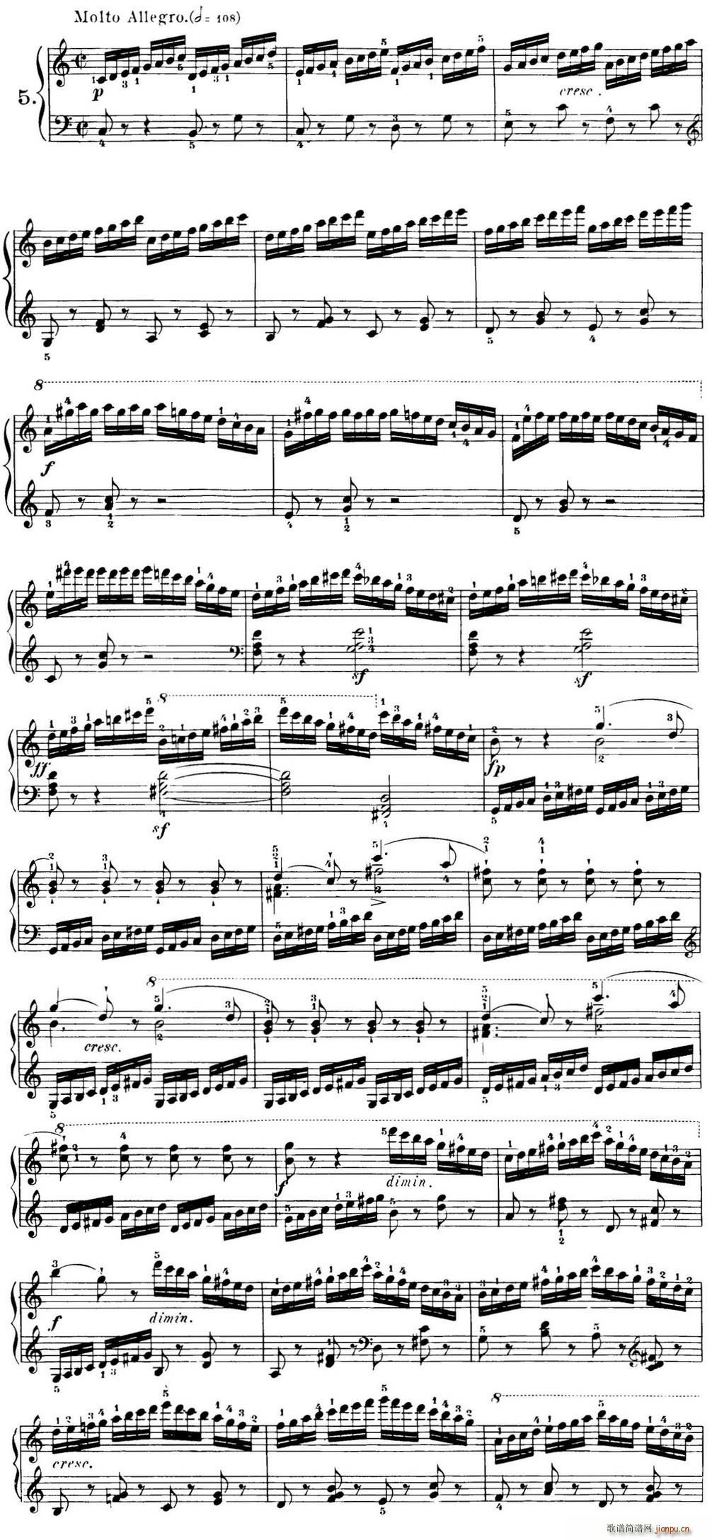 40首车尔尼Op 299钢琴快速练习曲(NO 5)1