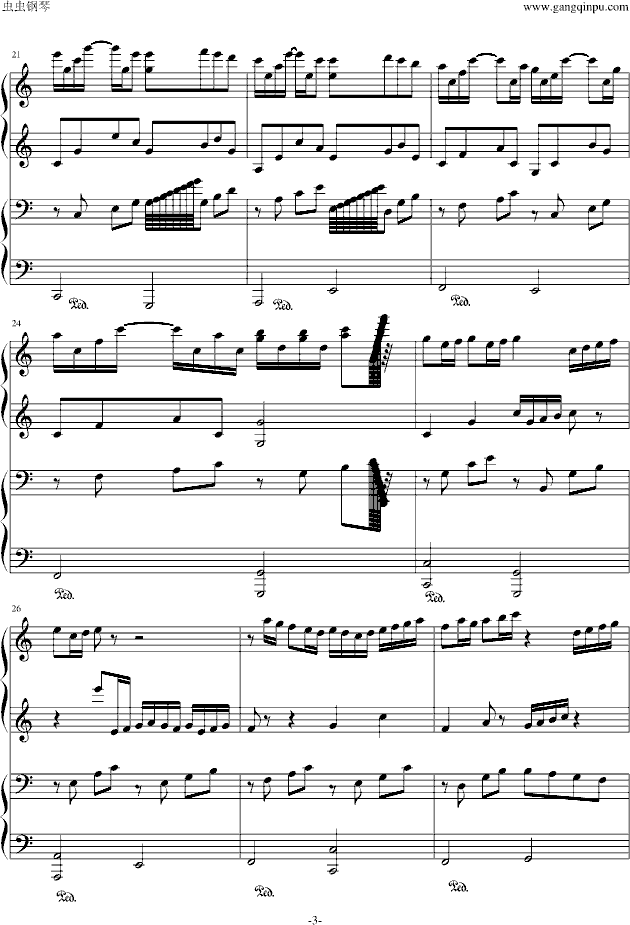 卡农（四手联弹）-钢琴谱(钢琴曲)-帕赫贝尔-Pachelbel3
