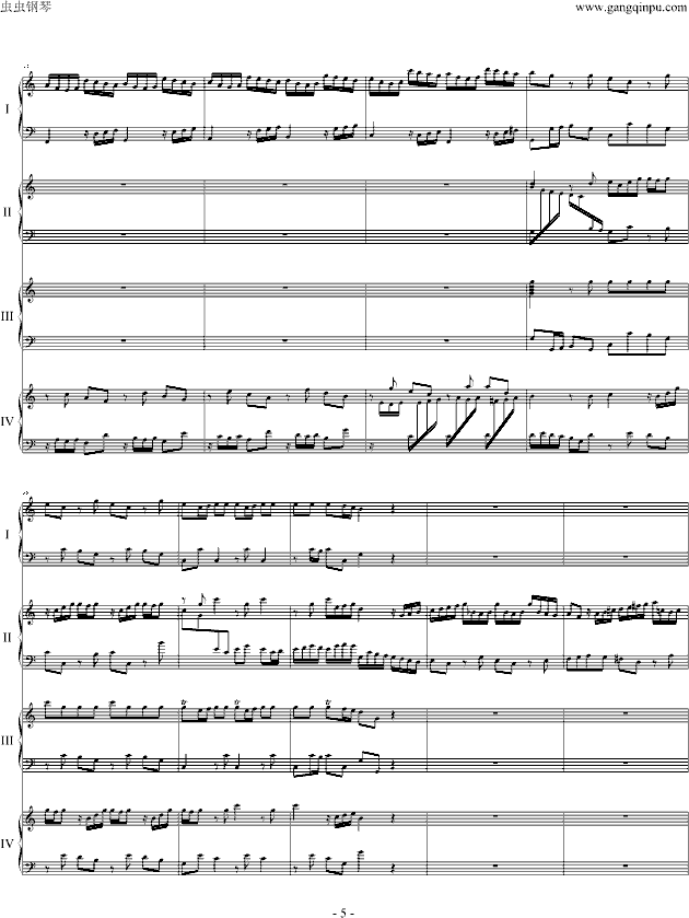 巴赫为四架钢琴写的钢琴协奏曲-钢琴谱(钢琴曲)-巴赫-P.E.Bach5