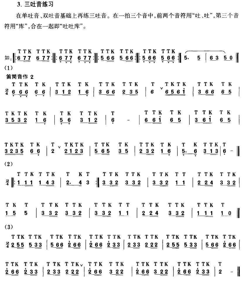 笛子吐音练习曲3