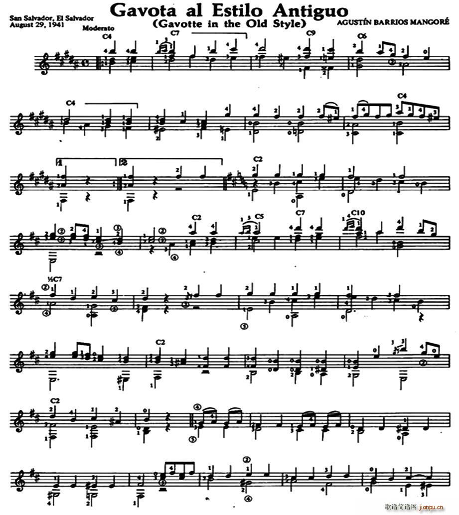 Gavota al Estilo Antiguo(古典吉他)1