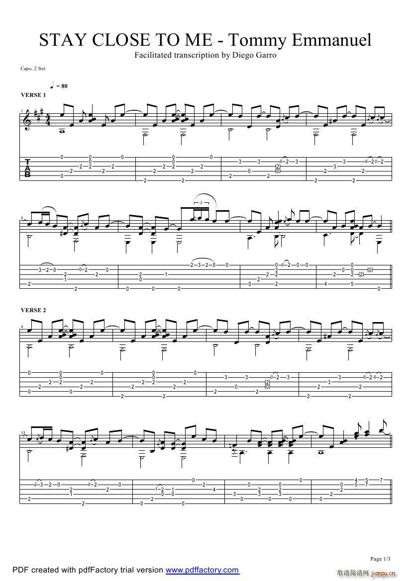 tommy emmanuel stay close to me version(指弹吉它)1