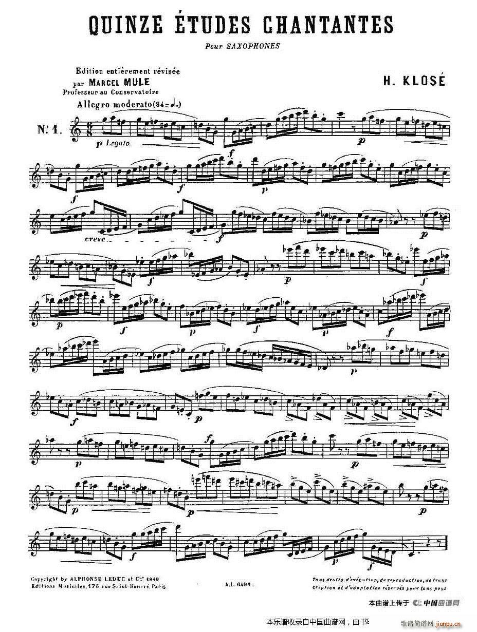 15首如歌的练习曲之1―5 长笛谱1