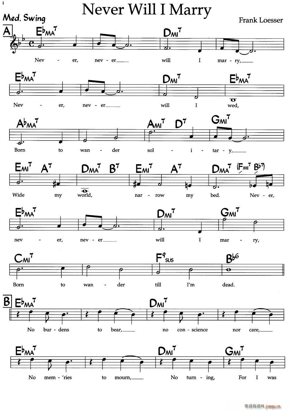 Never Will I Marry（爵士钢琴曲）1