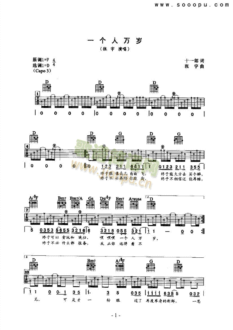 一个人万岁 吉他类 流行1
