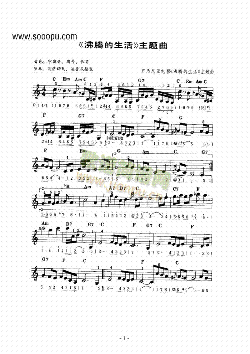 《沸腾的生活》主题曲 键盘类 电子琴1